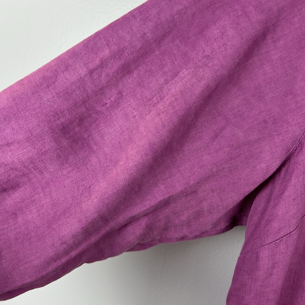 100% linen Pleated / pintuck J. Jill magenta Women's Blouse 4X - Picture 9 of 13